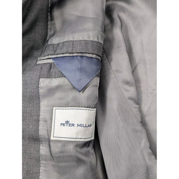 Peter Millar Gray Wool Blazer Size 48R Sport Coat Jacket Mens 2‎ Button - Picture 9 of 16